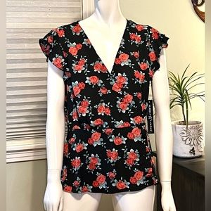 NWT ~ ALMOST FAMOUS Rose pattern blouse.